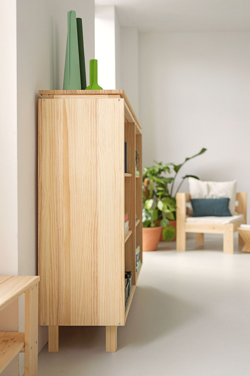 Imagen de ambiente 3 para:Estantería librería baja de madera de pino